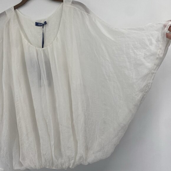 Giulia Italy Women's Size Small White Silk Blouse Fairy Lined Flowy Embroidered - Picture 6 of 13